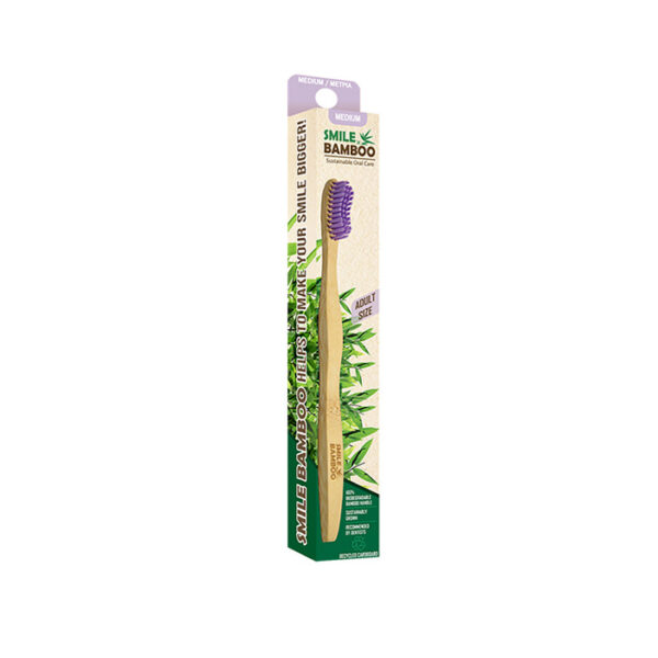 Smile Bamboo Medium Οδοντόβουρτσα με τρίχα μωβ για ενήλικες