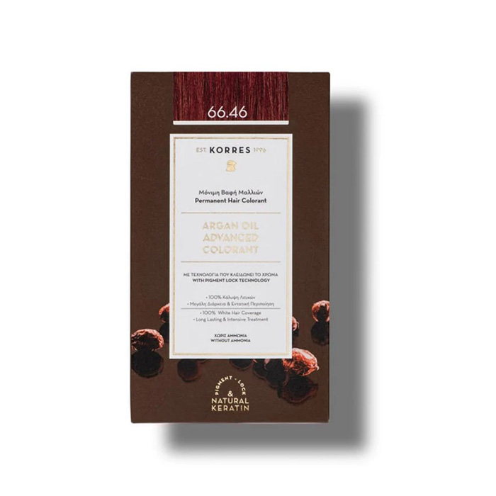 Korres Argan Oil 66.46 Βαφή Μαλλιών Έντονο Κόκκινο Βουργουνδίας