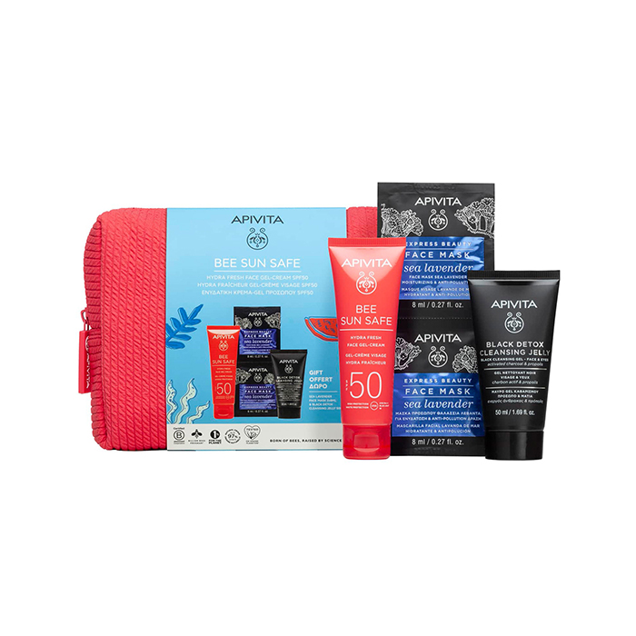 Apivita Bee Sun Safe Ενυδατική Κρέμα Gel Προσώπου Spf50 & Δώρο Mini Μαύρο Gel Καθαρισμού & Μάσκα Προσώπου Θαλάσσια Λεβάντα
