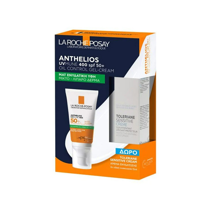 La Roche Posay Anthelios UVMune 400 Spf50 Αντηλιακό Προσώπου για Μικτές & Λιπαρές Επιδερμίδες & Δώρο Toleriane Sensitive Ενυδατική Κρέμα