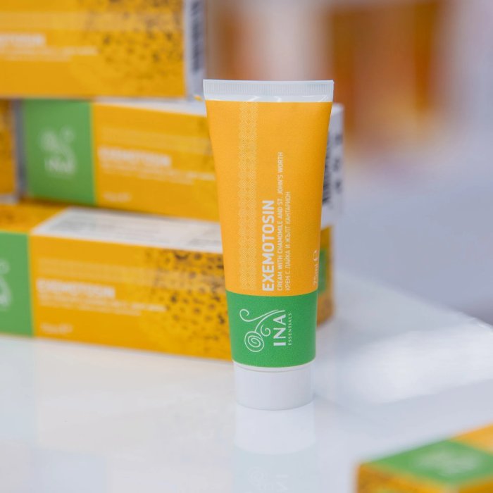 INA Essentials-Exemotosin. Κρέμα για Ψωρίαση, Έκζεμα και Ερεθισμένο δέρμα, με Βαλσαμόχορτο, Χαμομήλι και Πρόπολη