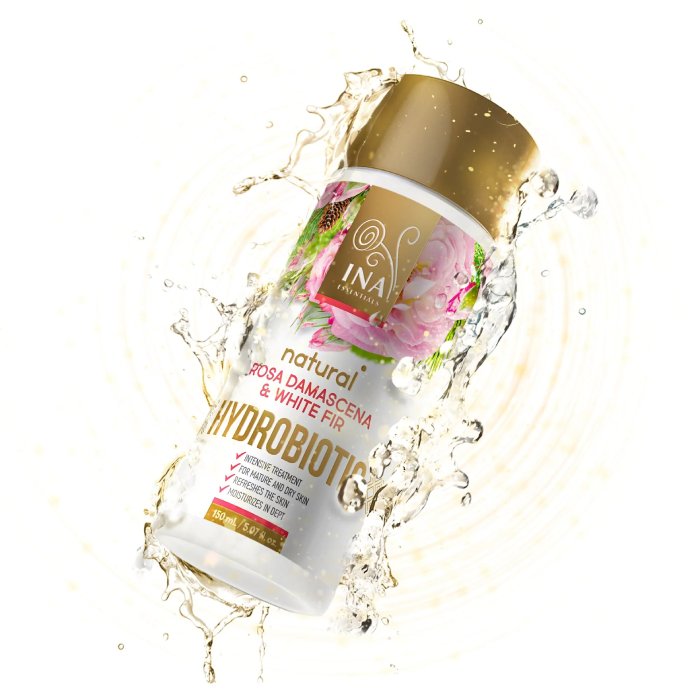 INA Essentials-Hydrobiotic-Rosa Damascena & White fir. Τριαντάφυλλο, Λευκή Ελάτη & Φλούδα Λεμονιού. Εντατική αντιγηραντική φροντίδα