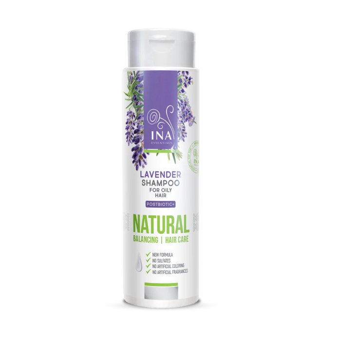 INA Essentials-Shampoo-Lavender. Φυσικό Σαμπουάν Λεβάντας για την Πιτυρίδα και το Ευαίσθητο τριχωτό της κεφαλής