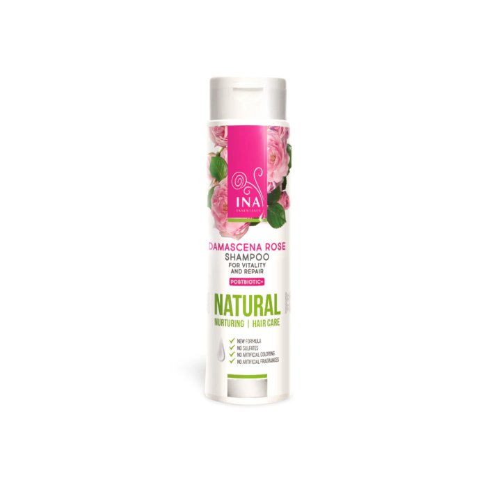 INA Essentials-Shampoo-Damascena Rose. Φυσικό Σαμπουάν Tριαντάφυλλου για Ξηρά και Tαλαιπωρημένα μαλλιά
