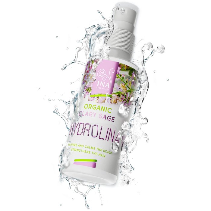 INA Essentials-Hydrolina Clary Sage. Βιολογικό ανθόνερο από φασκόμηλο. Για πιτυρίδα και κνησμό του τριχωτού