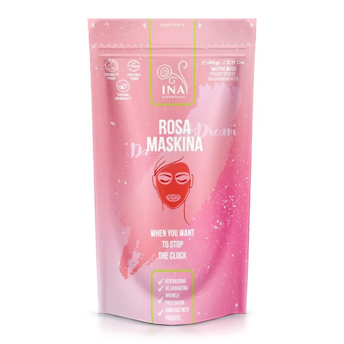 INA Essentials-Rosa Maskina. Μάσκα προσώπου με τριαντάφυλλο. Εντατική φροντίδα για ώριμο και ξηρό δέρμα